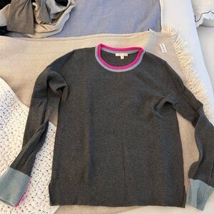 Lisa Todd Gray Sweater with Pink and Blue Accents